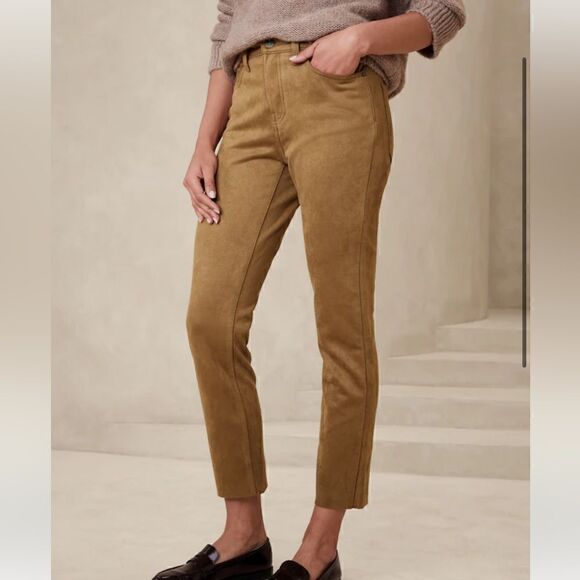 Banana Republic High Rise Vegan Suede Ankle Length pant- color "Horse Hair" NWT - Picture 2 of 13